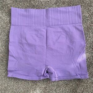 SHEIN Lavender High-Waist Ribbed Athletic Shorts